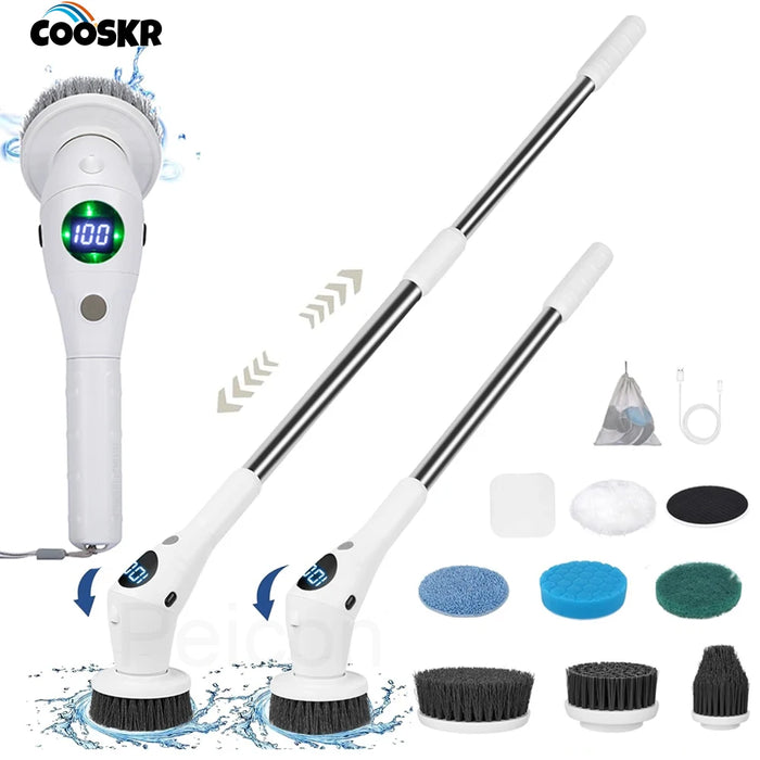 Electric Cleaning Brush 8in1 Multi-functional Electric Rotary Scrubberfor Kitchen Bathroom Toilet Sink Household Cleaning Brush