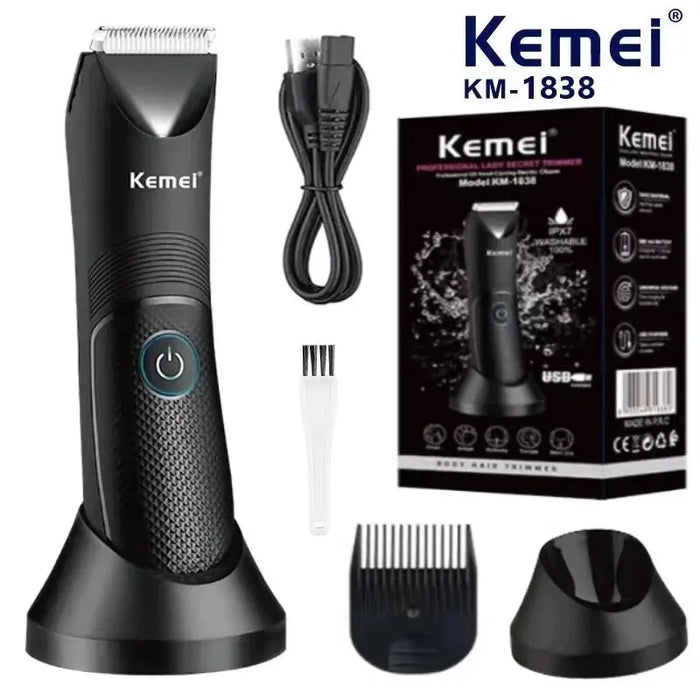 Kemei KM-1838 Groin Area Hair Trimmer Lawn Mower Ceramic Blade Waterproof Wet Dry Clippers Pubic Armpit Body Hair Hygiene Razor