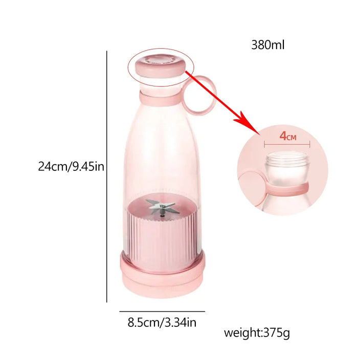 1PC Rechargeable Mixers Fresh Fruit Juicers Blue/Pink Usb Portable Juice Bottle Mini Fast Electric Blender Smoothie Ice Maker