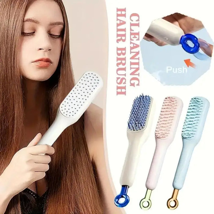 1pc Self-Cleaning Anti-Static Massage Comb, Retractable RotatingLifting Self Cleaning Hair Brush, Hair Styling Tools