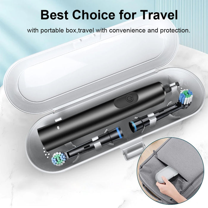 Electric Toothbrush Rechargeable Rotating Electric ToothBrush for Adults Teeth Whitening Cleaner with Brush Heads Travel Case