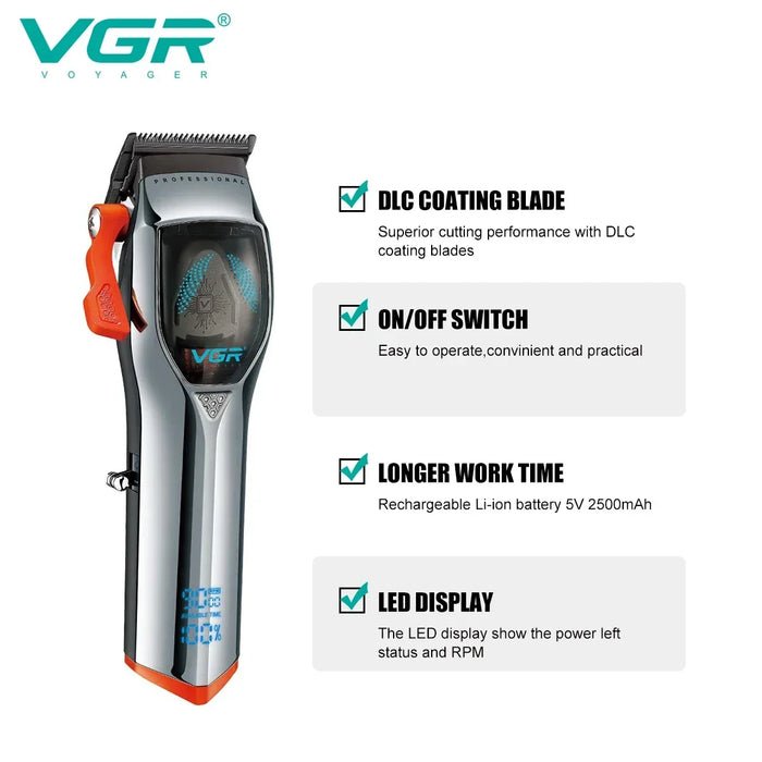 VGR Hair Clipper Cordless Hair Cutting Machine Adjustable Hair Trimmer Magnetic Motor 9000 RPM Haircut Clipper for Men V-647