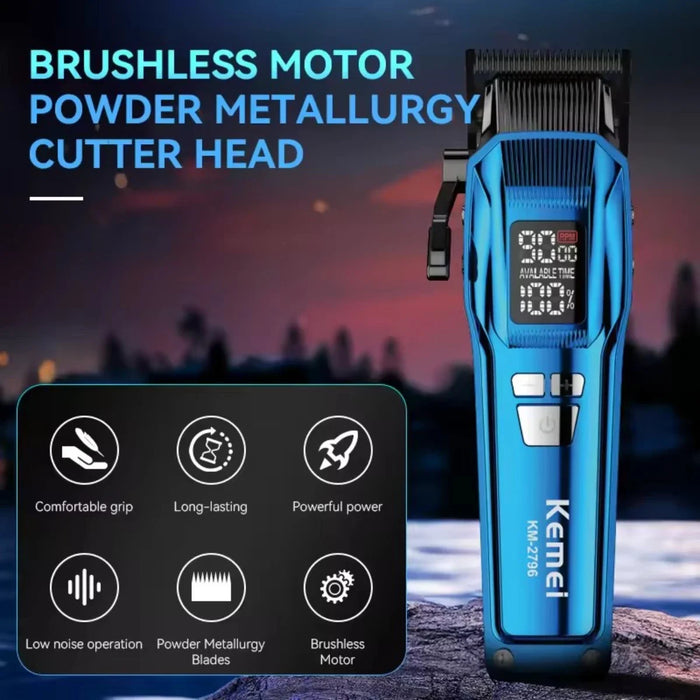 Kemei Hair Clipper Professional 9000 RPM Brushless Motor Haircut Machine Electric Trimmer Adjustable Hair Clippers Men KM-2796