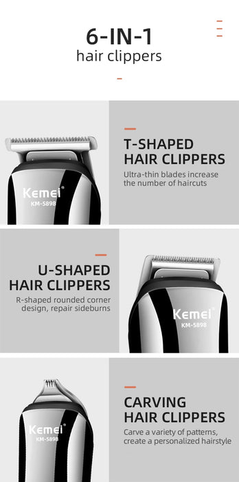 Kemei Waterproof 11 in 1 Men's Grooming Kit Electric Beard Trimmer Cordless Razor Hair Clippers Rechargeable Nose Trimmer