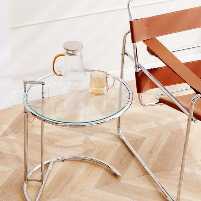 Transparent Tables Glass Creative Lift Coffee Table Simple Sofa Tables Nordic Designer C-Shaped Table Geometric Round Table