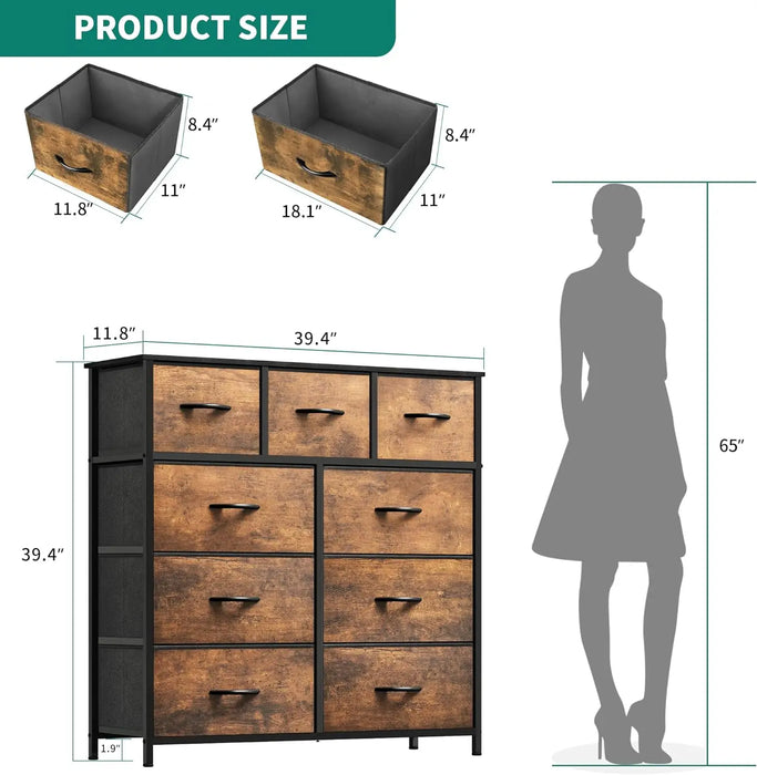 Dresser for Bedroom with 5/8/9 Drawers - Fabric Storage Tower, Tall Chest Organizer Unit for Living Room, Entryway,