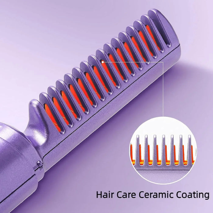 Anti-Scald Hair Straightener Brush 3 Levels 60s Heat Up Cordless Rechargeable Hot Comb 4000mAh Battery Straightener Brush