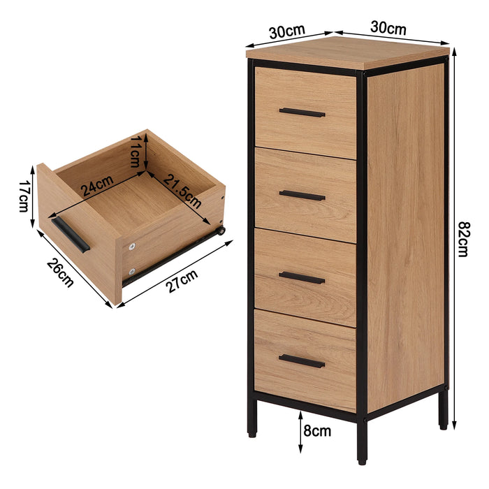 Bathroom Cabinet Chest of Drawers with 4 Drawers Side Free Standing Storage Unit for Bathroom Living Room Bedroom Hallway