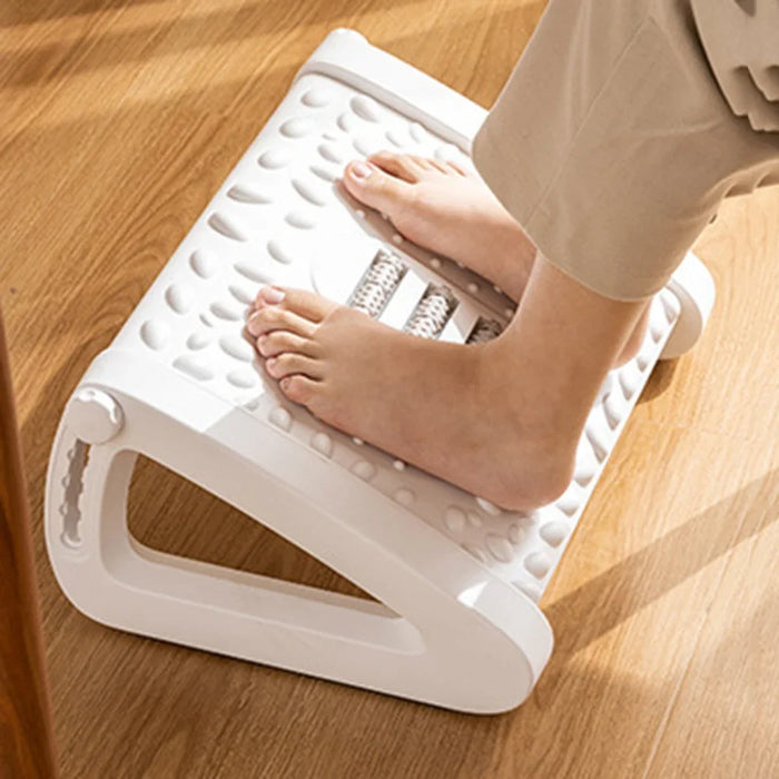 Office Footrest Ergonomic Footrest Stool with Rollers Plastic Adjustable Footrest Stool Comfortable Massage Pad for Home Office