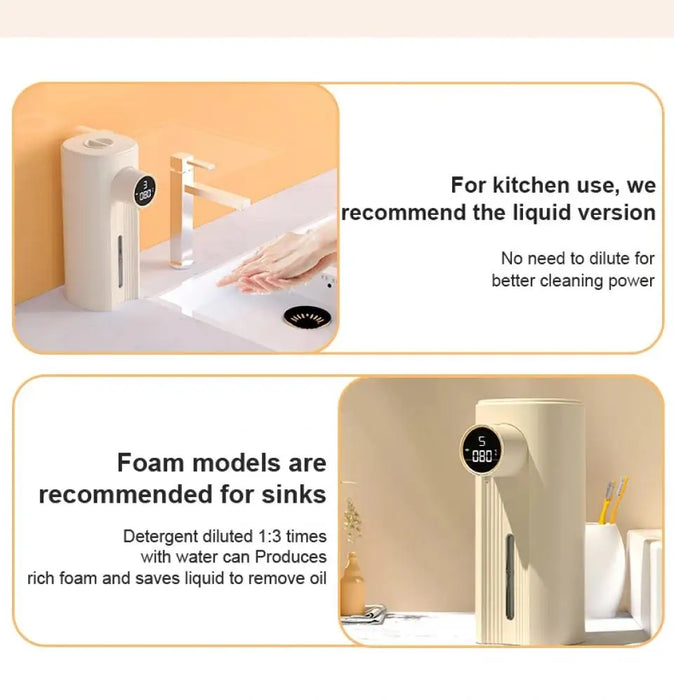 New Ipx6 Automatic Foam Soap Dispenser Kitchen Liquid Soap Dispenser Rechargeable Bathroom Infrared Motion Sensor Hand Sanitizer