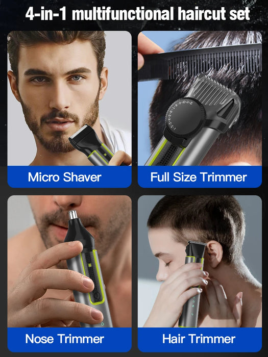 4 IN 1 Hair Cutting Kits 677 Professional Electric Trimmers Shaver Storage Package USB IPX5 Waterproof Body Grooming Clippers