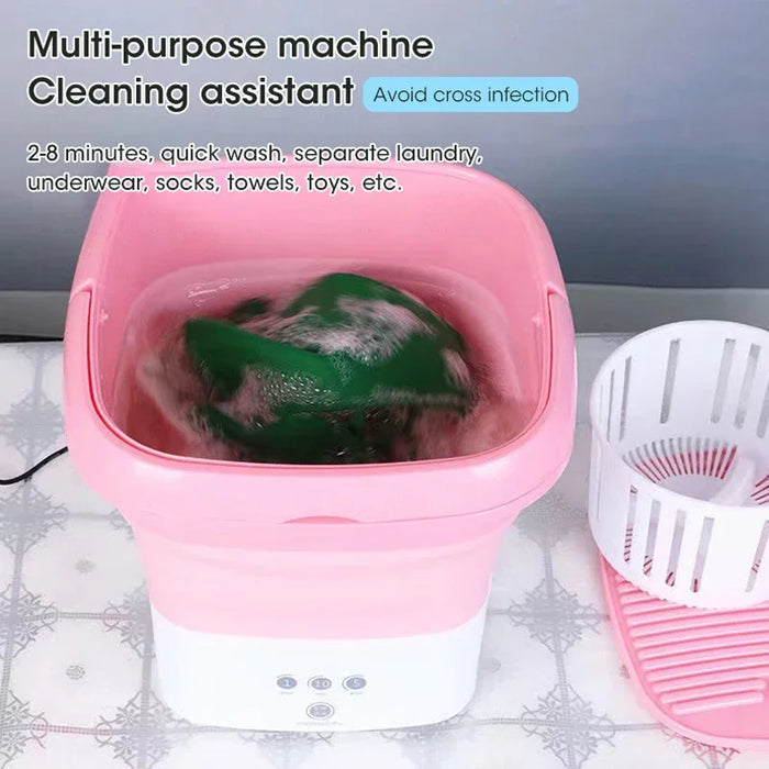 Portable Mini Folding Washing Machine Home Cleaning Bucket Wash Underwear Sock With Dehydration For Travel