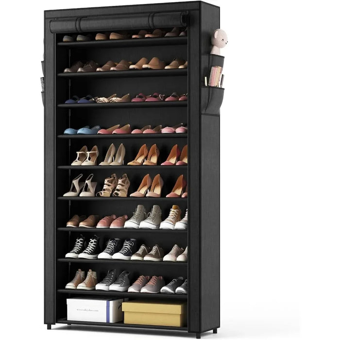 Shoerack Large Capacity Stackable Tall Shoe Shelf Storage to 50-55 Pairs Shoes and Boots Sturdy Metal Free Standing Organizer