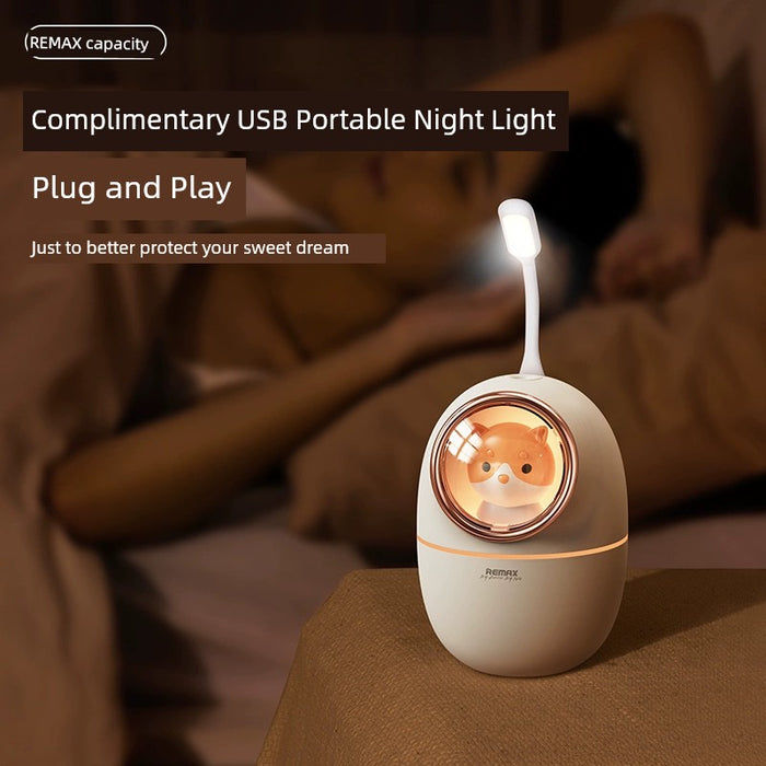 Remax Cute Pet Space Capsule Humidifier Ultra-Quiet Nano Fine Sprays USB Portable Small Night Lamp Automatic Power off Neutral