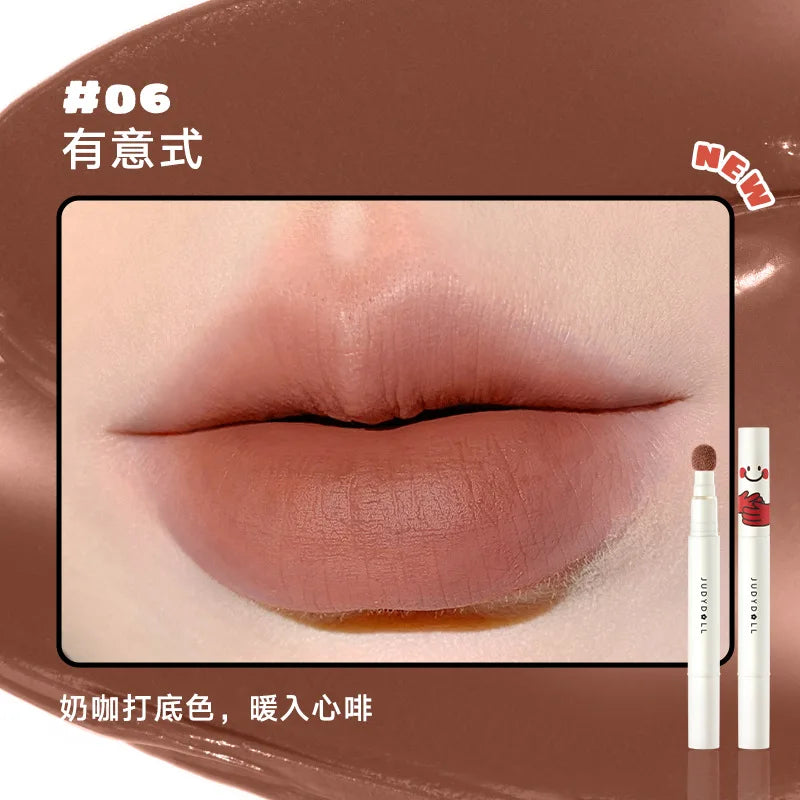 Judydoll Hydrating Non-sticky Lip Powder Cream Cushion Lipstick Matte Lip Stain White Lipsticks Light Lines Lip Clay Cosmetics