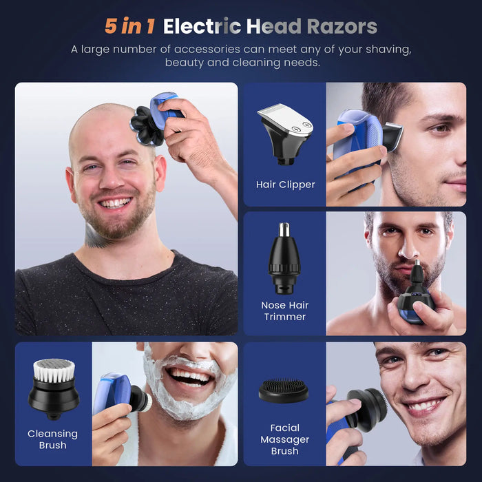 Sejoy 5in1 Electric Shavers Hair Clipper For Bald Men 7d Floating Head Detachable Men's Electric Hair Cutting Shaver Trimmer