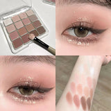 16 color eyeshadow palette - Glitter, matte and shimmer finish in gentle fall and winter tones of blue, brown, coral and pink