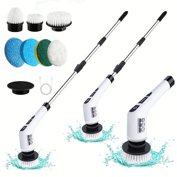 1set, Electric Cleaning Brush, Electric Rotary Floor Scrubber, Wireless Electric Rotary Scrubber, Replaceable 7 Brush Heads And