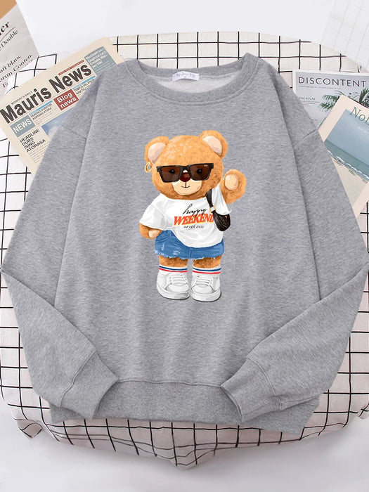 A Young Teday Bear Girl Full Of Vitality Cute Hoodie Women Street Fleece Hoody Hipster Loose Sweatshirt hip hop Oversized Tops