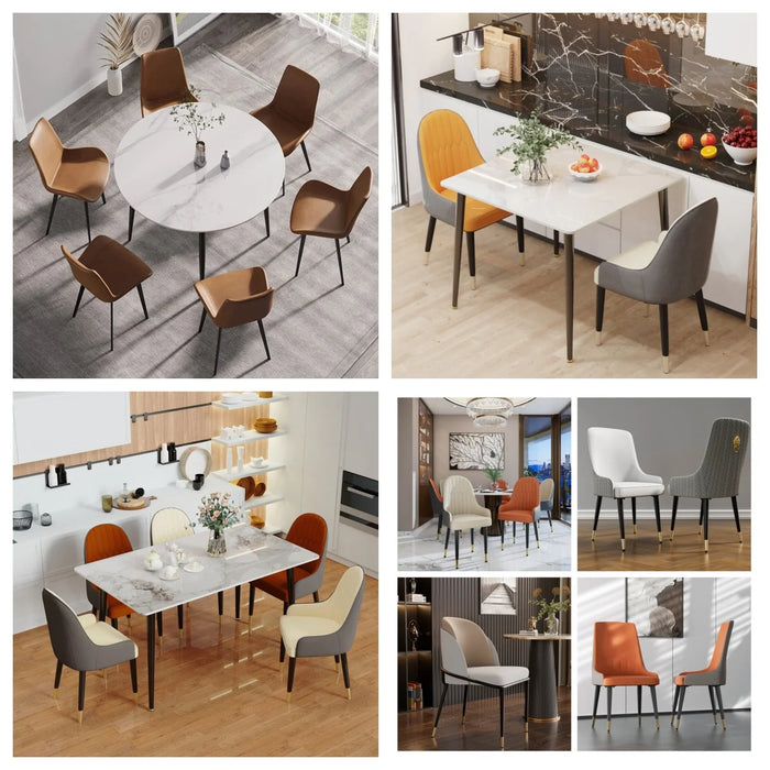 LUVODI PU Leather Dining Chairs with Arms Modern Kitchen Dining Room Chairs with Metal Legs for Hotels,Restaurants,Apartments