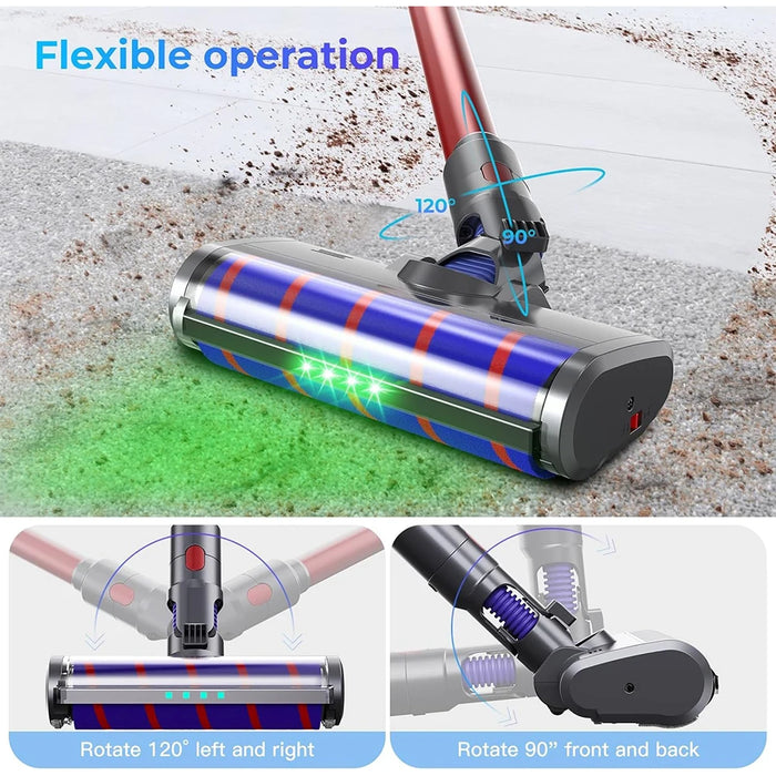 Brush Head For Dyson V7 V8 V10 V11 V15 Vacuum Cleaner, Soft Roller Brushes with Direct Drive and 4 LED Lights for Hard Floors