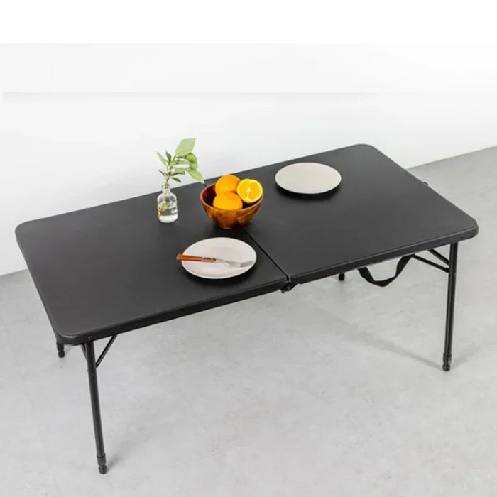 Mainstays 4 Foot Fold-in-Half Adjustable Folding Table, Rich Black