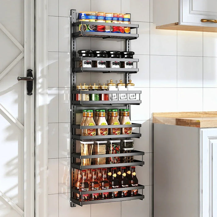 Multi-Layer Wall Mount Rack Bathroom Pantry Door Shelf And Pantry Organizer Storage Racks With Adjustable Basket Kitchen Storage