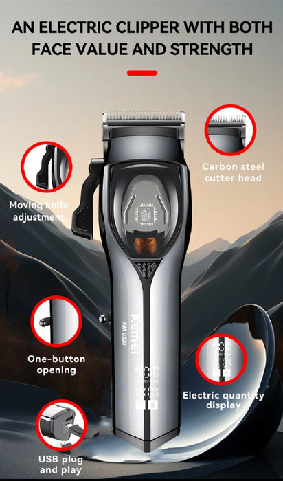 kemei Rechargeable Hair Trimmer Hair Clippers Professional Razor Barber Use Hair Clipper 9000 RPM KM-2229