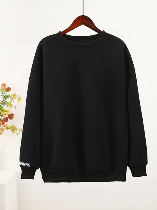 Women's O-neck Oversize Sweatshirt Pullover Women Embroidery Pull Femme Jumper Y2K Casual Streetwear Fall Winter Letter Tops