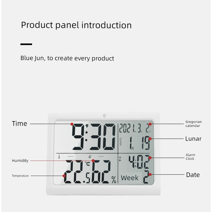 Charging Thermometer Indoor Home Precision High Precision Electronic Hygrometer Psychrometer Display Time Alarm Clock