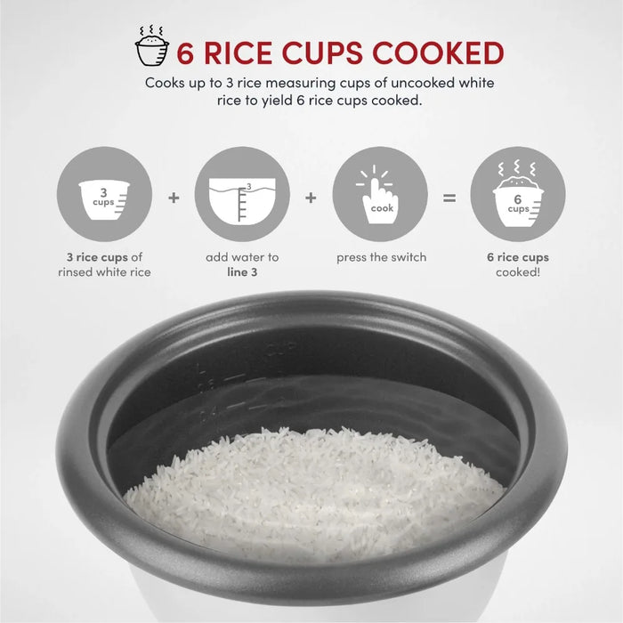 Aroma® 6-Cup (Cooked) / 1.5Qt. Rice & Grain Cooker, White, New, ARC-743-1NG