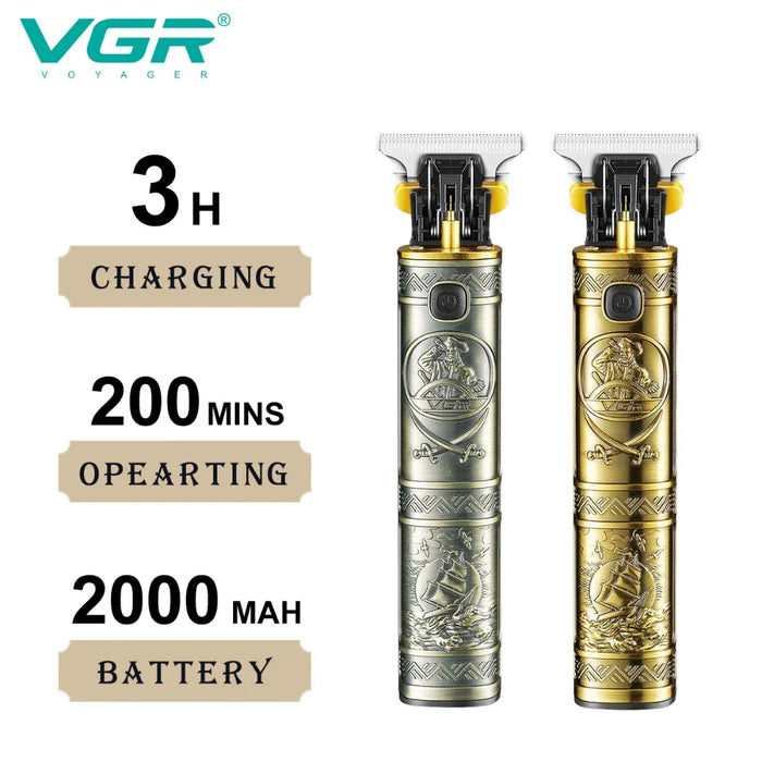 Original VGR Hair Clipper Cordless Trimmer Barber Professional Barber Metal Hair Trimmer Men's Trimmer