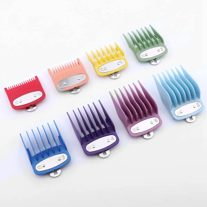 (8pcs/lot) Professional Colorful Premium Cutting Guide comb with Metal Clip for wahl clipper (1.5,3,4.5,6,10,13,19,25mm)