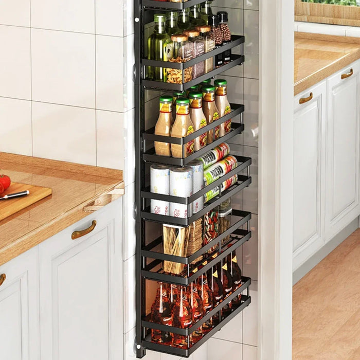 Multi-Layer Wall Mount Rack Bathroom Pantry Door Shelf And Pantry Organizer Storage Racks With Adjustable Basket Kitchen Storage