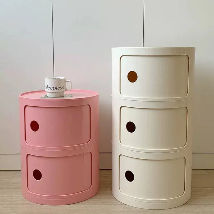 Creative Bedroom Bedside Table Modern Minimalist Round Storage Small Cabinet Large Capacity Plastic Side Cabinet 협탁