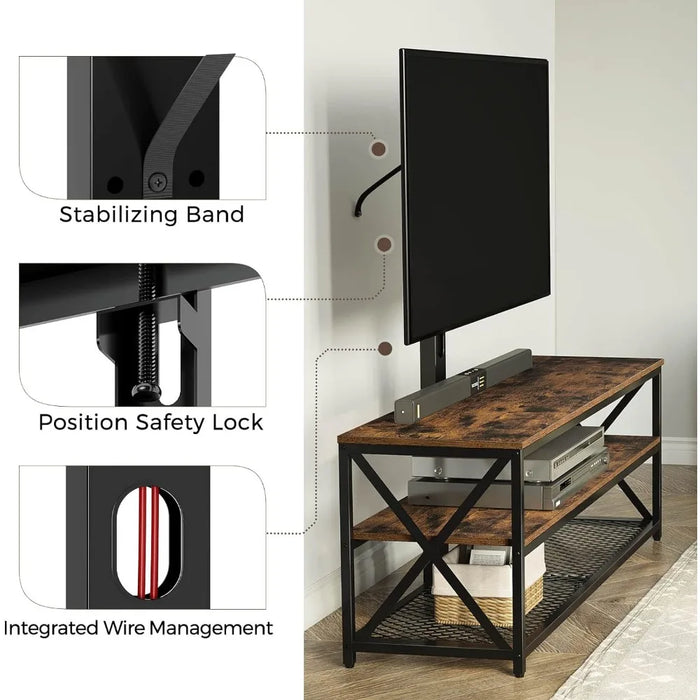 TV Stand with Mount and Power Outlet 51", Swivel TV Stand Mount for 32/45/55/60/65/70 inch TVs, Height Adjustable TV