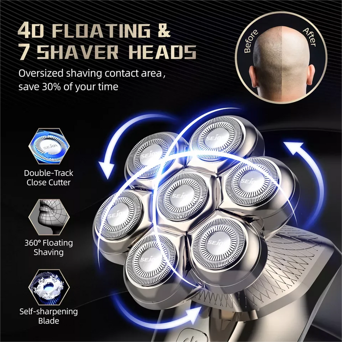 SEJOY 5IN1 Rotary Electric Shaver 7D Rechargeable Bald Head Beard Trimmer Razor