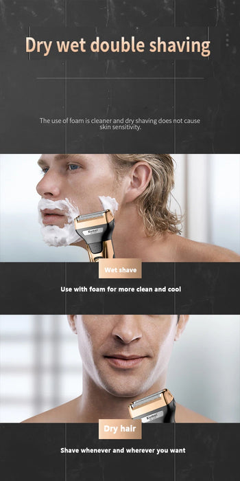 Kemei 3 In 1 Powerful Electric Shaver Facial Body Hair Trimmer Beard Shaving Machine Razor Nose Ear Hair Trimmer for Men KM-1429