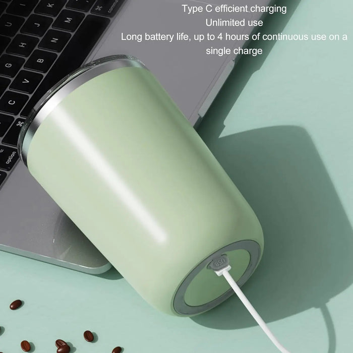 Rechargeable Stainless Steel Automatic Magnetic Mixing Cup with Lid,350ml Coffee and Milk Stirring Mug, For Office and Car Use