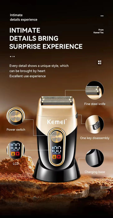 Kemei  Professional Cordless Rotary Electric Shavers LCD Digital Display USB Rechargeable Electric Razor KM-3209