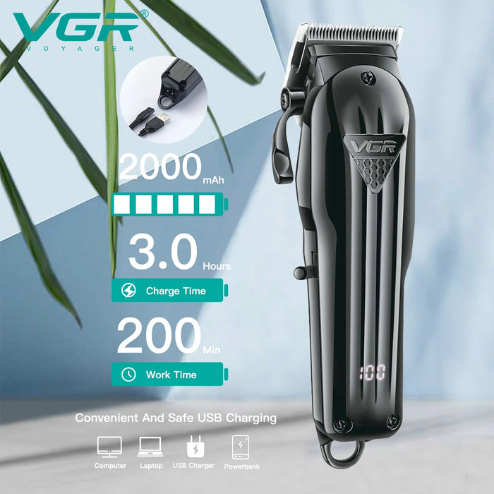 VGR Hair Clipper Professional Hair Cutting Machine Rechargeable Barber Hair Trimmer Cordless Haircut Clipper for Men V-282 V-982