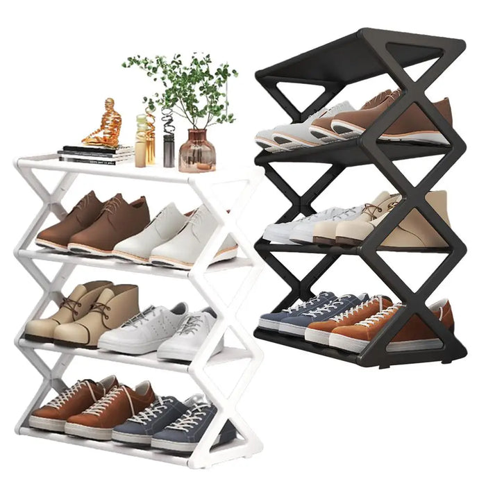 Multi Tier Shoes Storage Rack  Organizer Cabinet shelf  Space Saving Entryway Furniture Shoe Stand  Dustproof Sneakers Shelf