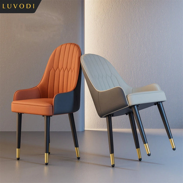 LUVODI PU Leather Dining Chairs with Arms Modern Kitchen Dining Room Chairs with Metal Legs for Hotels,Restaurants,Apartments