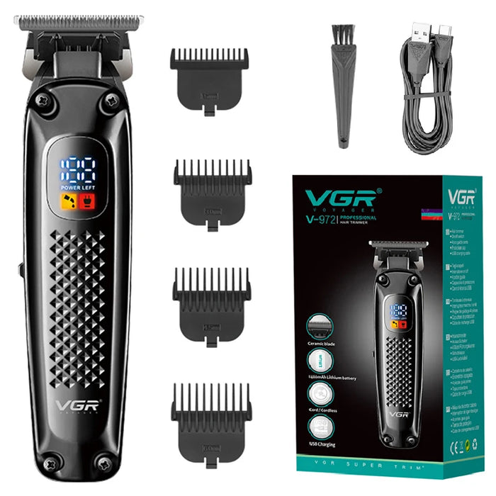 VGR Cordless Professional Hair Trimmer For Men Beard Trimmer USB Electric Shaver Hair Clipper Edge Razor Hair Cutter Machine