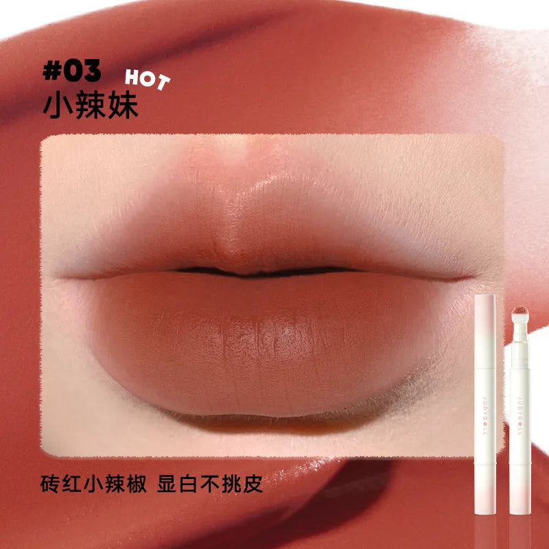 Judydoll Hydrating Non-sticky Lip Powder Cream Cushion Lipstick Matte Lip Stain White Lipsticks Light Lines Lip Clay Cosmetics