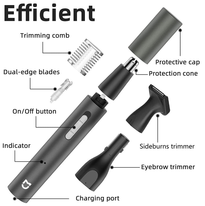 2024 NEW XIAOMI Mijia Electric Nose Hair Trimmer Portable Nose Ears Hair Eyebrow Trimmer  for Men Rechargeable Painless Clipper