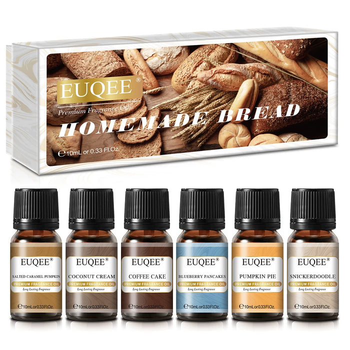 EUQEE 6PCS Fragrance Oils Gift Set  - Pumpkin Pie, Coconut Cream,Coffee Cake, Blueberry Pancakes,Snickerdoodle,Caramel Pumpkin