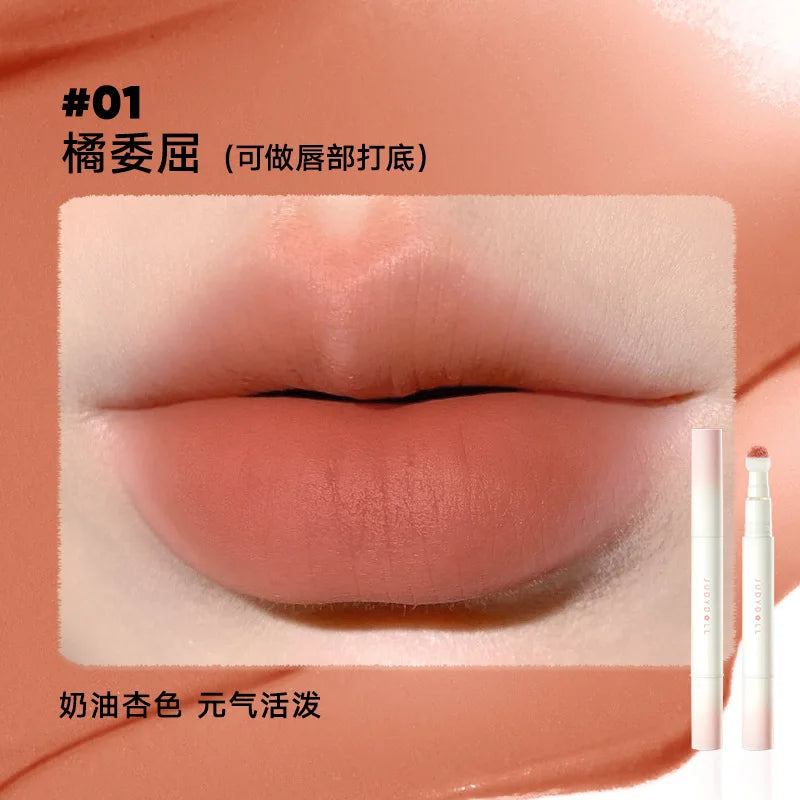 Judydoll Hydrating Non-sticky Lip Powder Cream Cushion Lipstick Matte Lip Stain White Lipsticks Light Lines Lip Clay Cosmetics