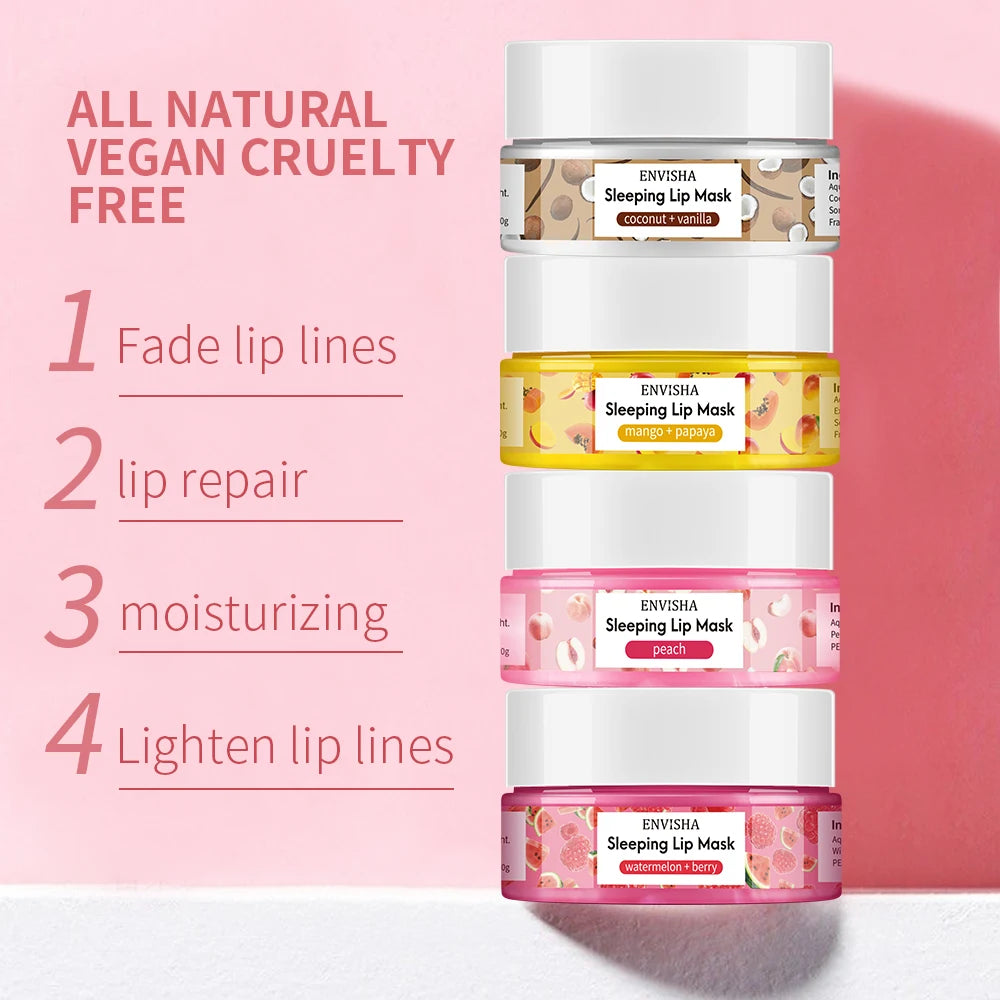 ENVISHA Mango Lip Sleep Mask Night Sleeping Maintenance Moisturizing Fade Lip Lines Nourishing Lip Balm Skin Care Beauty Health