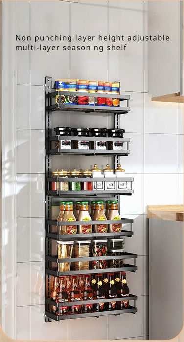 Multi-Layer Wall Mount Rack Bathroom Pantry Door Shelf And Pantry Organizer Storage Racks With Adjustable Basket Kitchen Storage